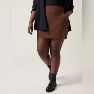 Plus Size Athleta Brooklyn Mid Rise Skort‎ 16" Brown Sporty Athleisure Size 26